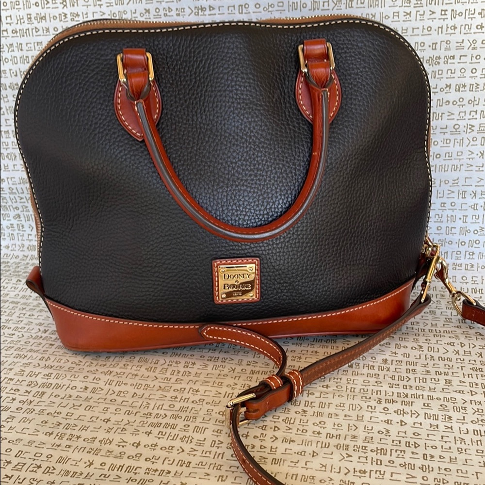Dooney & Bourke Black and Brown Leather Satchel